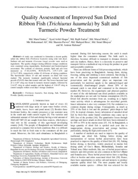 Quality assessment of improved sun dried ribbon fish (Trichiurus haumela) by salt and turmeric powder treatment