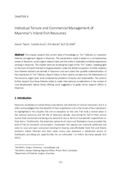 Individual tenure and commercial management of Myanmar's inland fish resources Individual tenure and commercial management of Myanmar's inland fish resources
