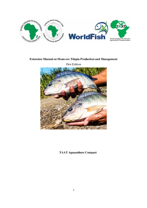 Extension manual on mono sex tilapia production and management Extension manual on mono sex tilapia production and management
