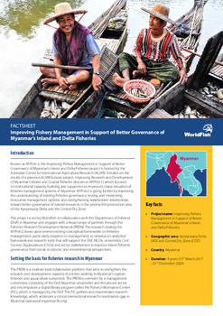 Improving Fishery Management in Support of Better Governance of Myanmar's Inland and Delta Fisheries Improving Fishery Management in Support of Better Governance of Myanmar's Inland and Delta Fisheries
