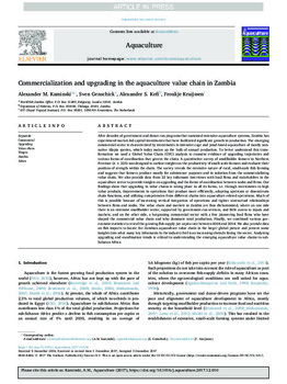 Commercialization and upgrading in the aquaculture value chain in Zambia Commercialization and upgrading in the aquaculture value chain in Zambia