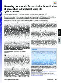 Measuring the potential for sustainable intensification of aquaculture in Bangladesh using Life Cycle Assessment Measuring the potential for sustainable intensification of aquaculture in Bangladesh using Life Cycle Assessment