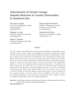 Determinants of climate change adaptive behavior in coastal communities in Southeast Asia