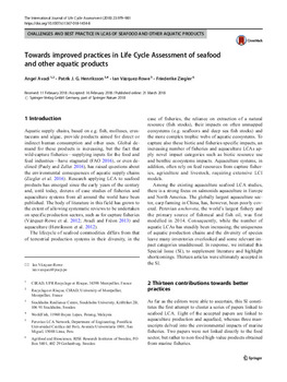 Towards improved practices in Life Cycle Assessment of seafood and other aquatic products Towards improved practices in Life Cycle Assessment of seafood and other aquatic products