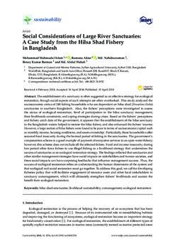Social considerations of large river sanctuaries: A case study from the hilsa shad fishery in Bangladesh