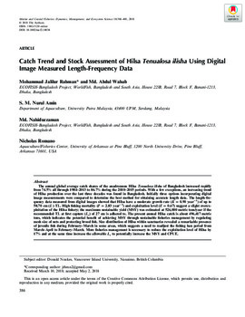 Catch trend and stock assessment of Hilsa Tenualosa ilisha using digital image measured length-frequency data