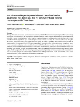 Narrative assemblages for power-balanced coastal and marine governance. Tara Bandu as a tool for community-based fisheries co-management in Timor-Leste Narrative assemblages for power-balanced coastal and marine governance. Tara Bandu as a tool for community-based fisheries co-management in Timor-Leste