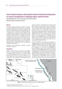 Conserving womangroves: Assessing the impacts of improved cooking stoves on resource management in Langalanga Lagoon, Solomon Islands Conserving womangroves: Assessing the impacts of improved cooking stoves on resource management in Langalanga Lagoon, Solomon Islands