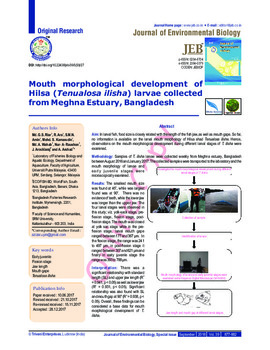 Mouth morphological development of Hilsa (Tenualosa ilisha) larvae collected from Meghna Estuary, Bangladesh