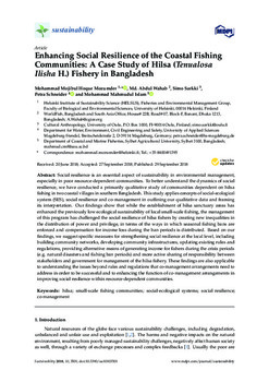 Enhancing social resilience of the coastal fishing communities: A case study of hilsa (Tenualosa ilisha H.) fishery in Bangladesh