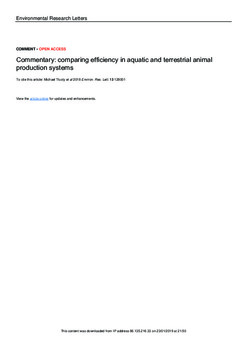 Commentary: comparing efficiency in aquatic and terrestrial animal production systems Commentary: comparing efficiency in aquatic and terrestrial animal production systems