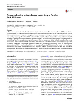 Gender and marine protected areas: a case study of Danajon Bank, Philippines Gender and marine protected areas: a case study of Danajon Bank, Philippines