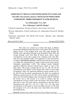 Some heavy metals concentrations in water and tilapia (Oreochromis Niloticus) muscles of fish farms supplied by three different water sources