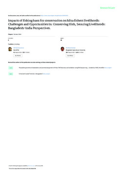 Impacts of fishing bans for conservation on hilsa fishers' livelihoods: Challenges and opportunities