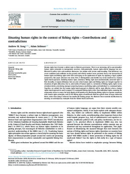 Situating human rights in the context of fishing rights: Contributions and contradictions Situating human rights in the context of fishing rights: Contributions and contradictions