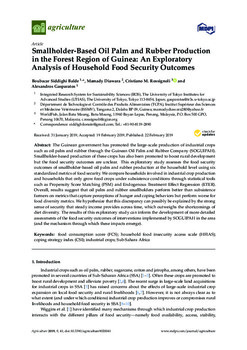 Smallholder-based oil palm and rubber production in the forest region of Guinea: An exploratory analysis of household food security outcomes Smallholder-based oil palm and rubber production in the forest region of Guinea: An exploratory analysis of household food security outcomes