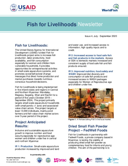 Fish for Livelihoods Newsletter. Issue 4 (July - September 2020)