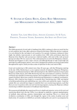 Status of coral reefs, coral reef monitoring and management in Southeast Asia 2004 Status of coral reefs, coral reef monitoring and management in Southeast Asia 2004