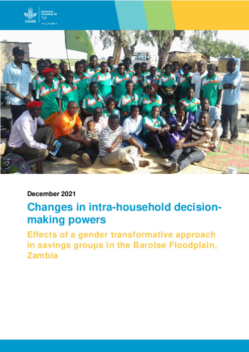 Changes in intra-household decision-making powers: Effects of a gender transformative approach in saving groups in the Barotse Floodplain, Zambia Changes in intra-household decision-making powers: Effects of a gender transformative approach in saving groups in the Barotse Floodplain, Zambia