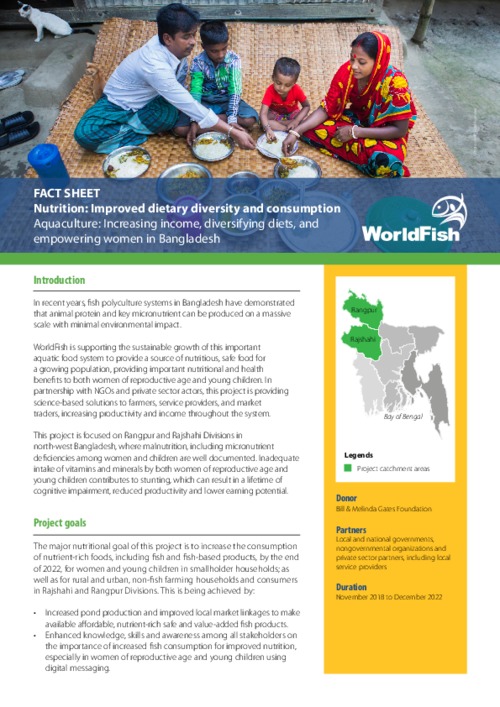 Nutrition: Improved dietary diversity and consumption Nutrition: Improved dietary diversity and consumption
