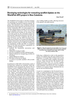 Developing technologies for restocking sandfish: Update on the WorldFish-SPC project in New Caledonia.
