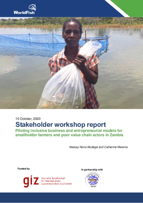 Stakeholder workshop report Piloting inclusive business and entrepreneurial models for smallholder farmers and poor value chain actors in Zambia Stakeholder workshop report Piloting inclusive business and entrepreneurial models for smallholder farmers and poor value chain actors in Zambia