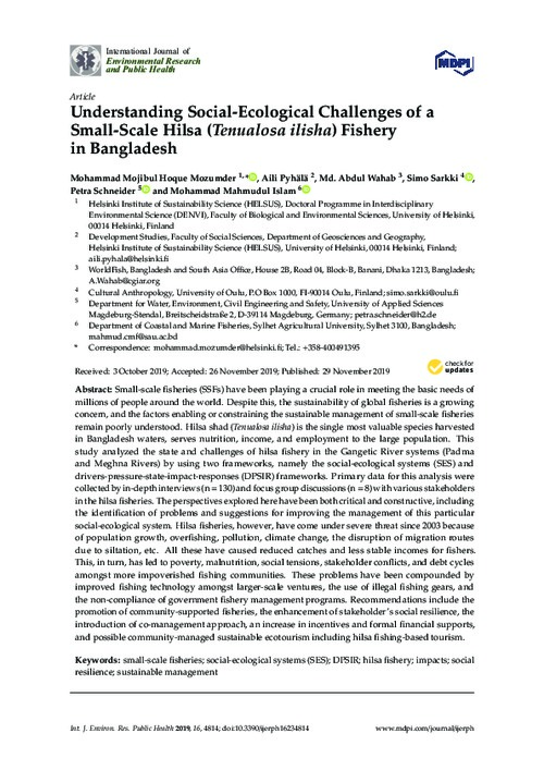 Understanding social-ecological challenges of a small-scale hilsa (Tenualosa ilisha) fishery in Bangladesh