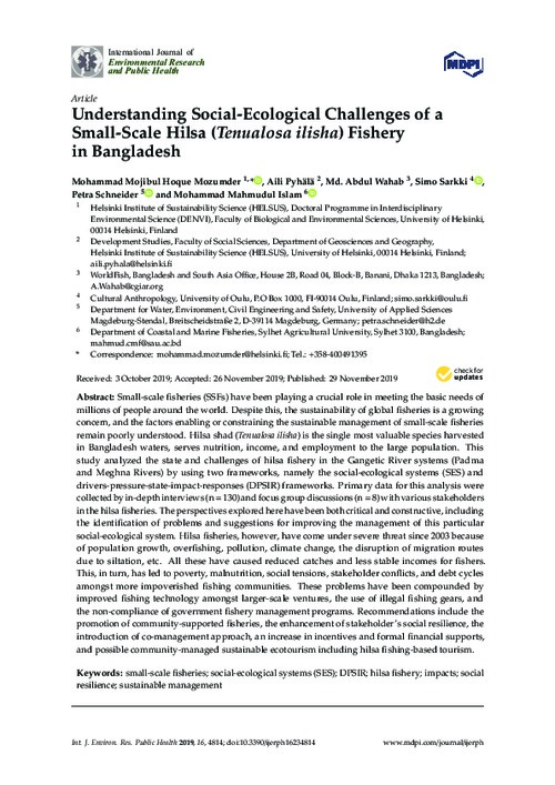 Understanding social-ecological challenges of a small-scale hilsa (Tenualosa ilisha) fishery in Bangladesh Understanding social-ecological challenges of a small-scale hilsa (Tenualosa ilisha) fishery in Bangladesh