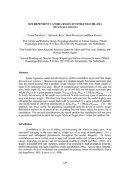 Size dependent cannibalism in juvenile Nile tilapia (Oreochromis niloticus)