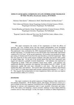 Effects of rearing conditions on low temperature tolerance of Nile tilapia, Oreochromis niloticus, juveniles