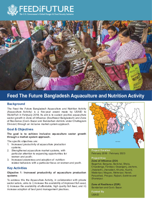 Feed The Future Bangladesh Aquaculture and Nutrition Activity Feed The Future Bangladesh Aquaculture and Nutrition Activity