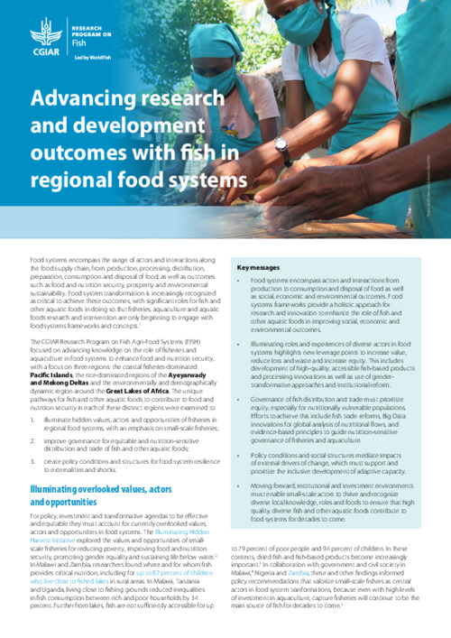 Advancing research and development outcomes with fish in regional food systems