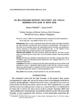 No relationship between fecundity and annual reproductive rate in bony fish