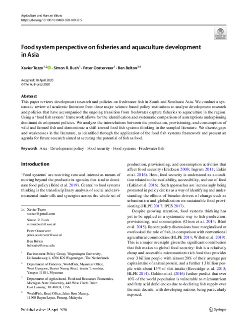 Food system perspective on fisheries and aquaculture development in Asia