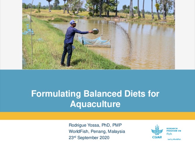 Formulating balanced diets for aquaculture