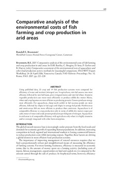 Comparative analysis of the environmental costs of fish farming and crop production in arid areas