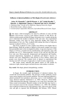 Influence of phenol pollution on Nile tilapia (Oreochromis niloticus) Influence of phenol pollution on Nile tilapia (Oreochromis niloticus)