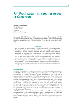 Freshwater fish seed resources in Cameroon Freshwater fish seed resources in Cameroon