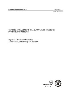 Genetic management of aquaculture stocks in sub-Saharan Africa