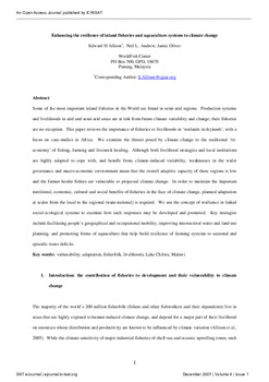 Enhancing the resilience of inland fisheries and aquaculture systems to climate change