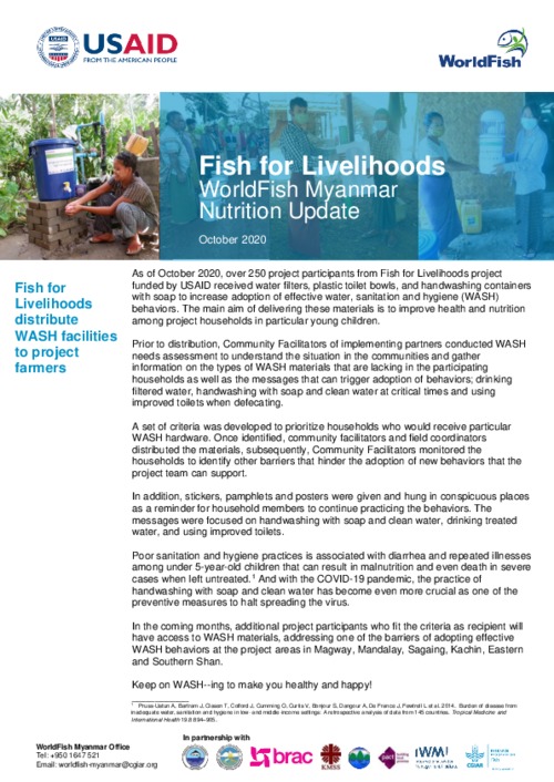 Fish for Livelihoods Nutrition Update - October Fish for Livelihoods Nutrition Update - October