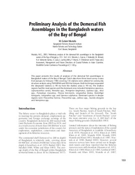 Preliminary analysis of the dermersal fish assemblages in the Bangladesh waters of the Bay of Bengal