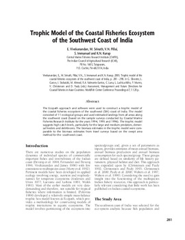 Trophic model of the coastal fisheries ecosystem of the southwest coast of India Trophic model of the coastal fisheries ecosystem of the southwest coast of India