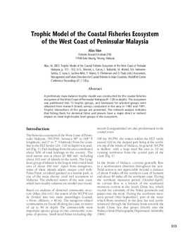 Trophic model of the coastal fisheries ecosystem of the west coast of peninsular Malaysia