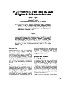 An ecosystem model of San Pedro Bay, Leyte, Philippines: initial parameter estimates