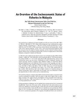 An overview of the socioeconomic status of fisheries in Malaysia