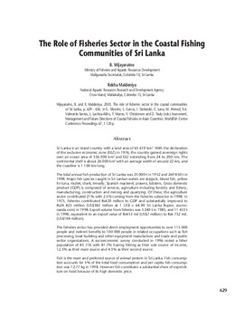 The role of fisheries sector in the coastal fishing communities of Sri Lanka