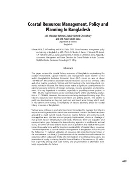 Coastal resources management, policy and planning in Bangladesh