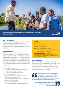 Aquaculture technologies and best management practices training program