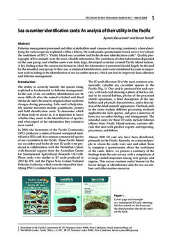 Sea cucumber identification cards: an analysis of their utility in the Pacific Sea cucumber identification cards: an analysis of their utility in the Pacific